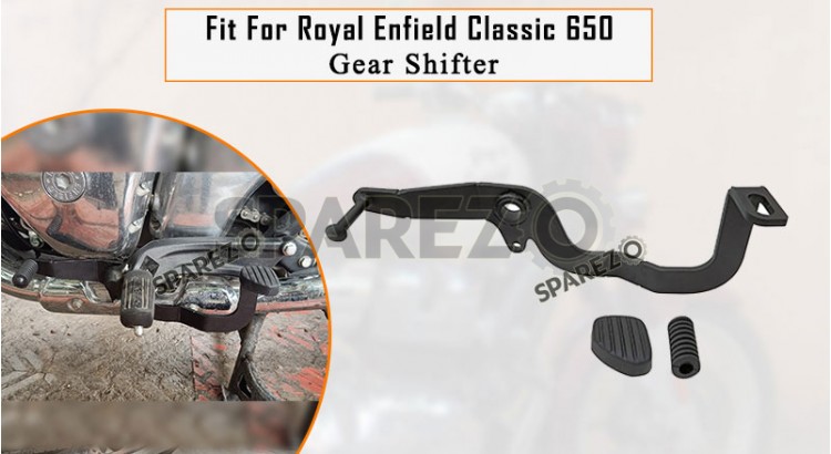 Fit For Royal Enfield Classic 650 Gear Shifter Pedal With Rubber Black - SPAREZO
